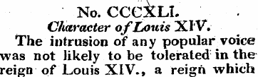 No. CCeXLL Character of Louis XIW The in...
