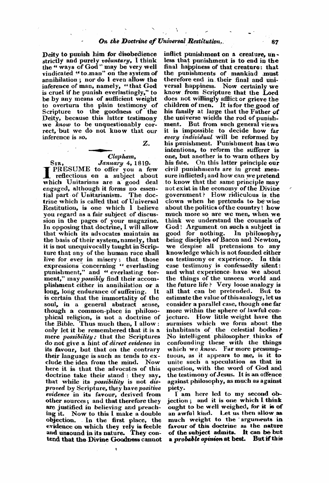 Monthly Repository (1806-1838) and Unitarian Chronicle (1832-1833): F Y, 1st edition: 19