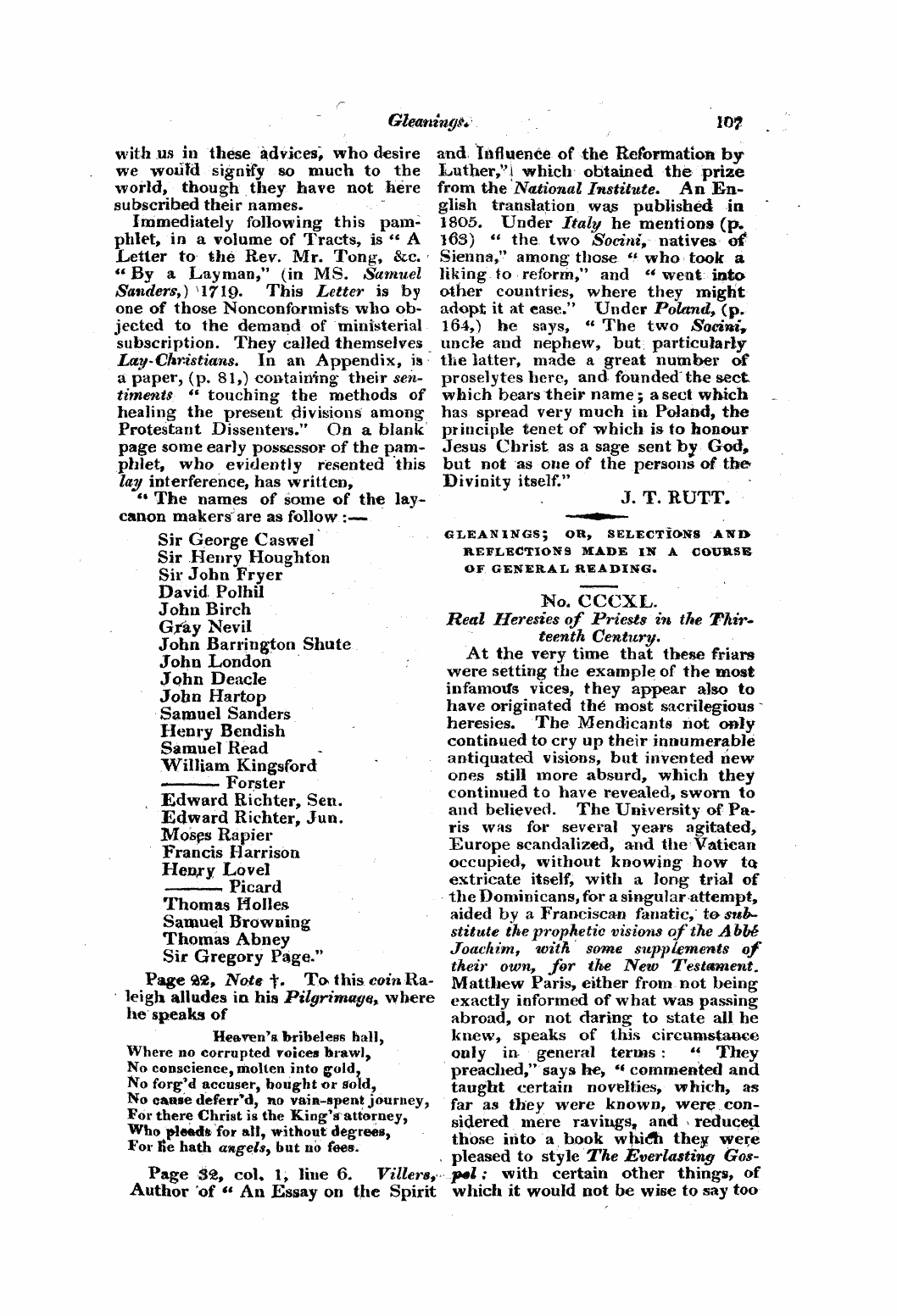 Monthly Repository (1806-1838) and Unitarian Chronicle (1832-1833): F Y, 1st edition - Untitled Article