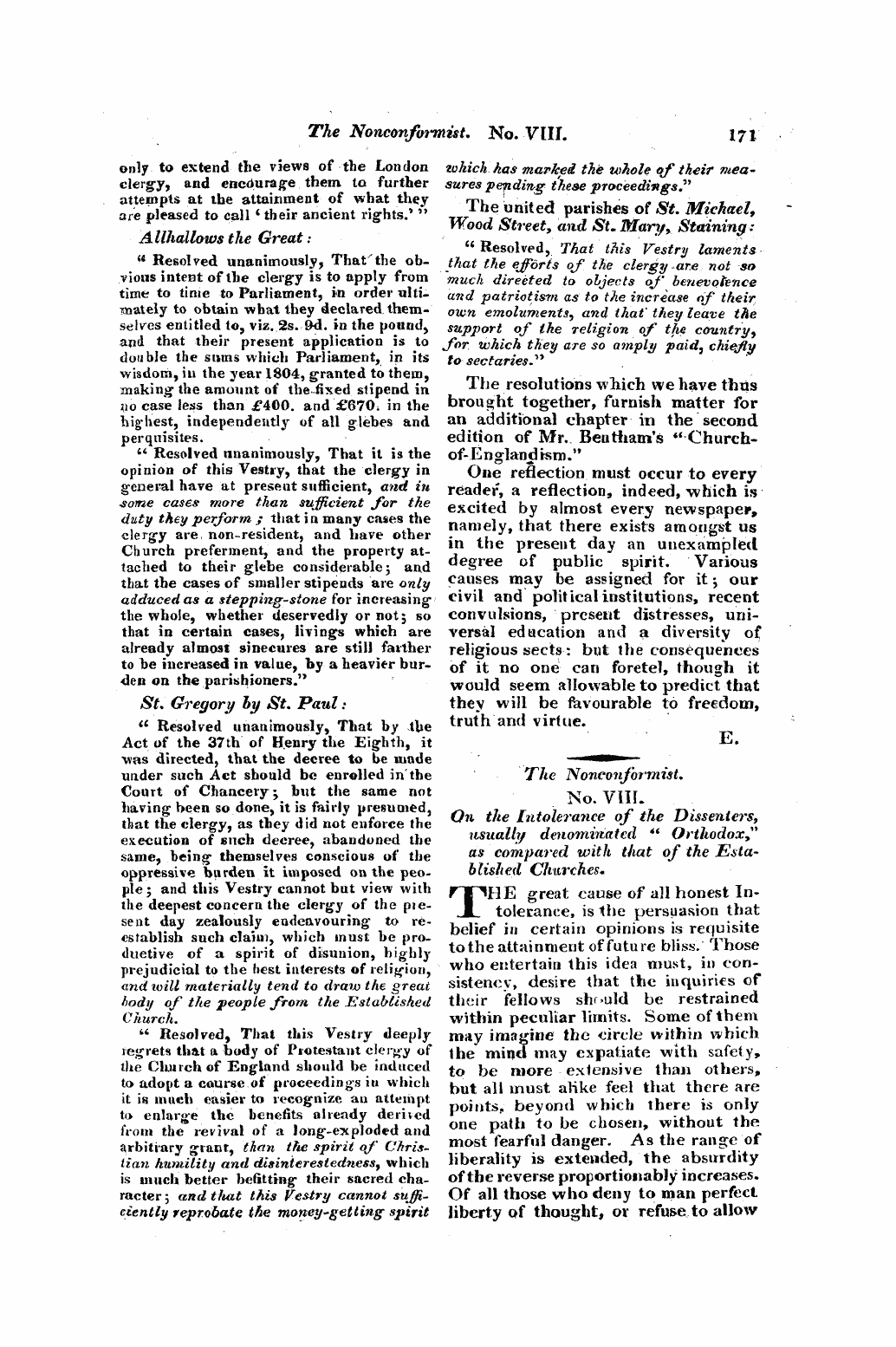 Monthly Repository (1806-1838) and Unitarian Chronicle (1832-1833): F Y, 1st edition - Untitled Article