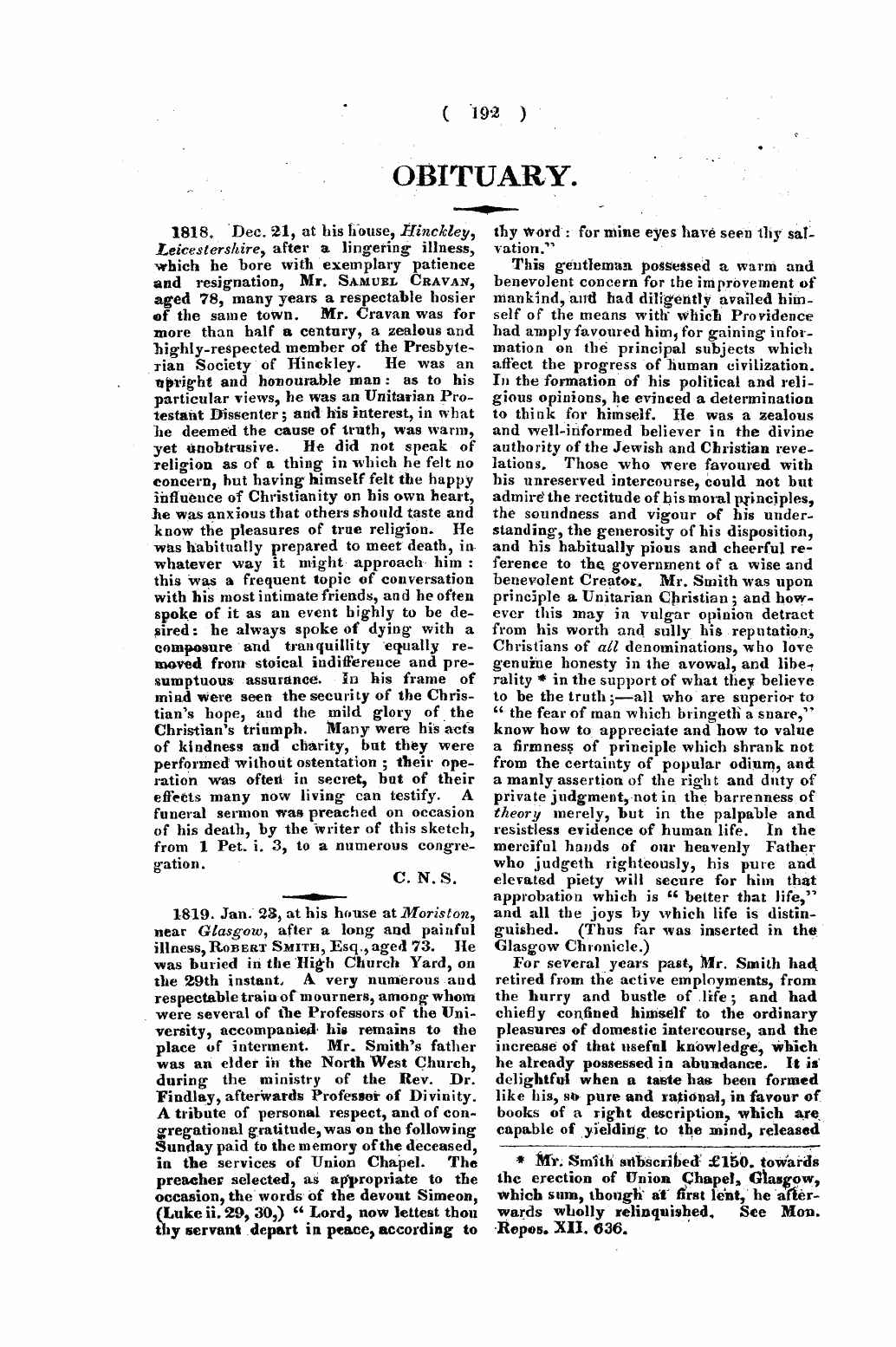 Monthly Repository (1806-1838) and Unitarian Chronicle (1832-1833): F Y, 1st edition: 56