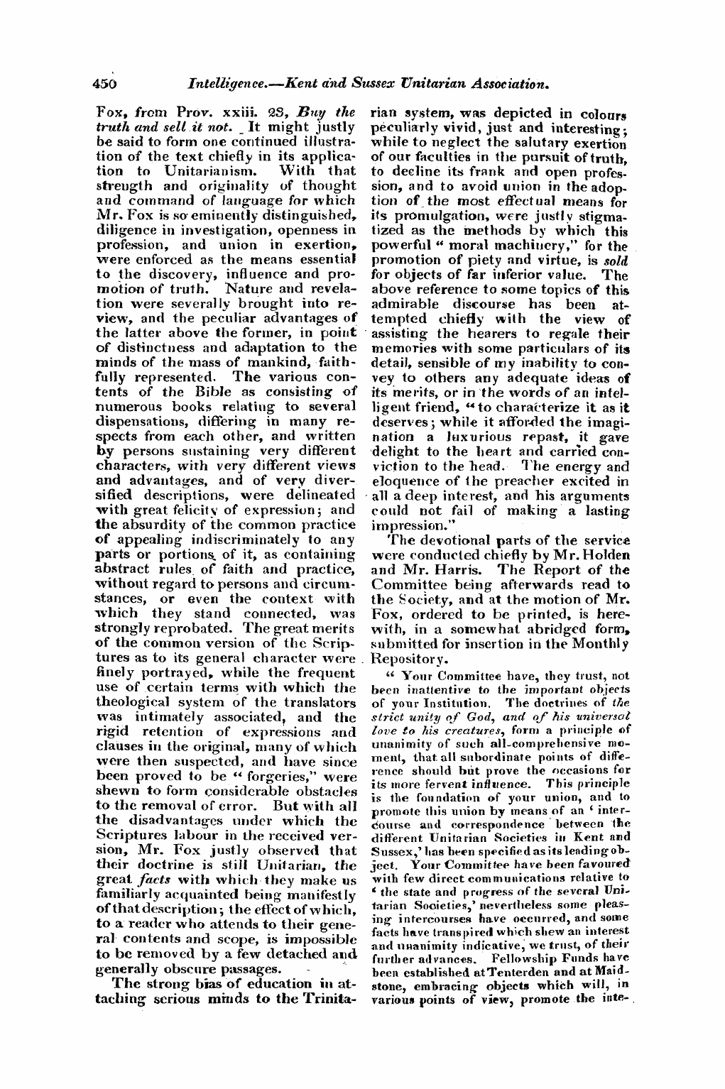 Monthly Repository (1806-1838) and Unitarian Chronicle (1832-1833): F Y, 1st edition - Untitled Article