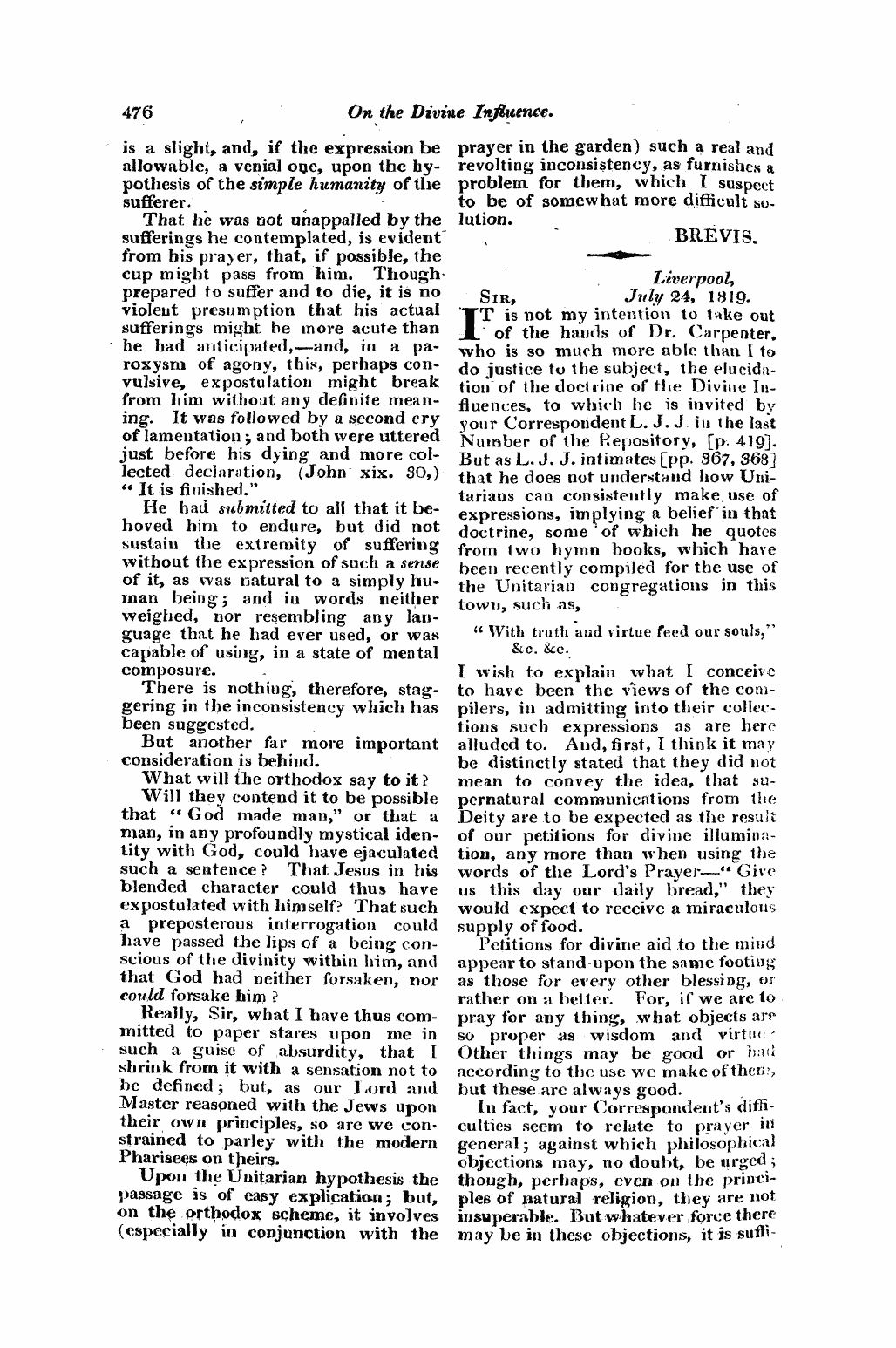 Monthly Repository (1806-1838) and Unitarian Chronicle (1832-1833): F Y, 1st edition: 16