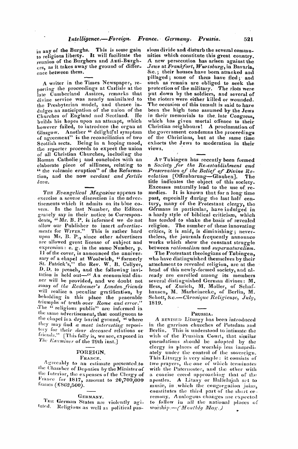 Monthly Repository (1806-1838) and Unitarian Chronicle (1832-1833): F Y, 1st edition - Untitled Article