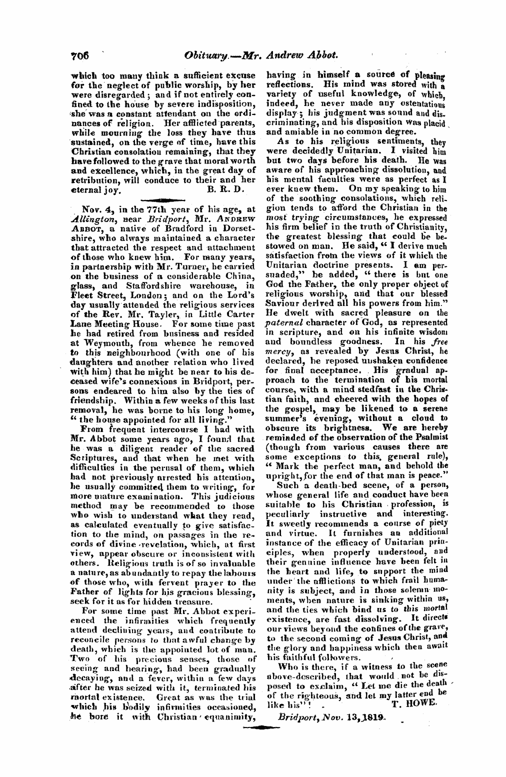 Monthly Repository (1806-1838) and Unitarian Chronicle (1832-1833): F Y, 1st edition - Untitled Article