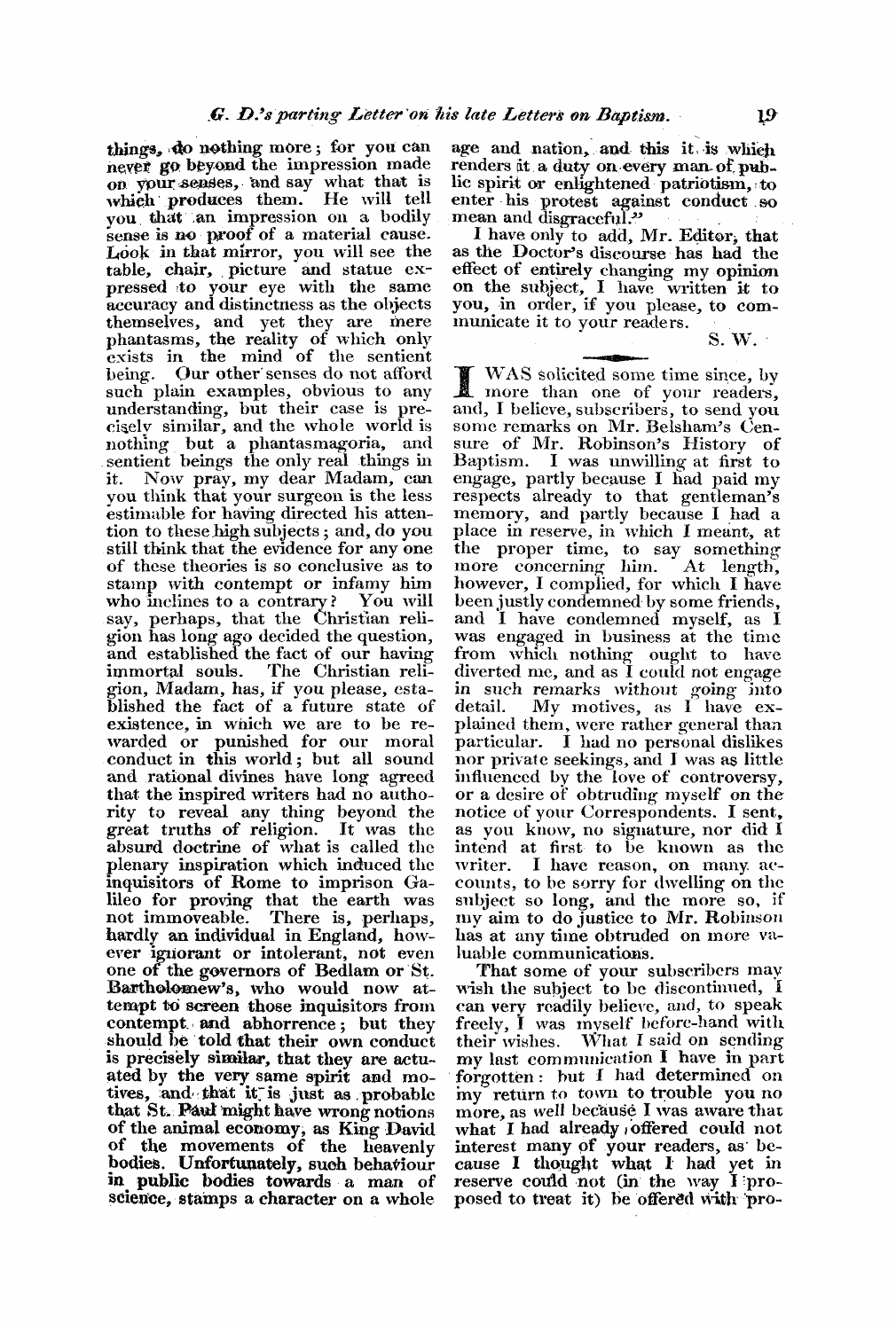 Monthly Repository (1806-1838) and Unitarian Chronicle (1832-1833): F Y, 1st edition - Untitled Article