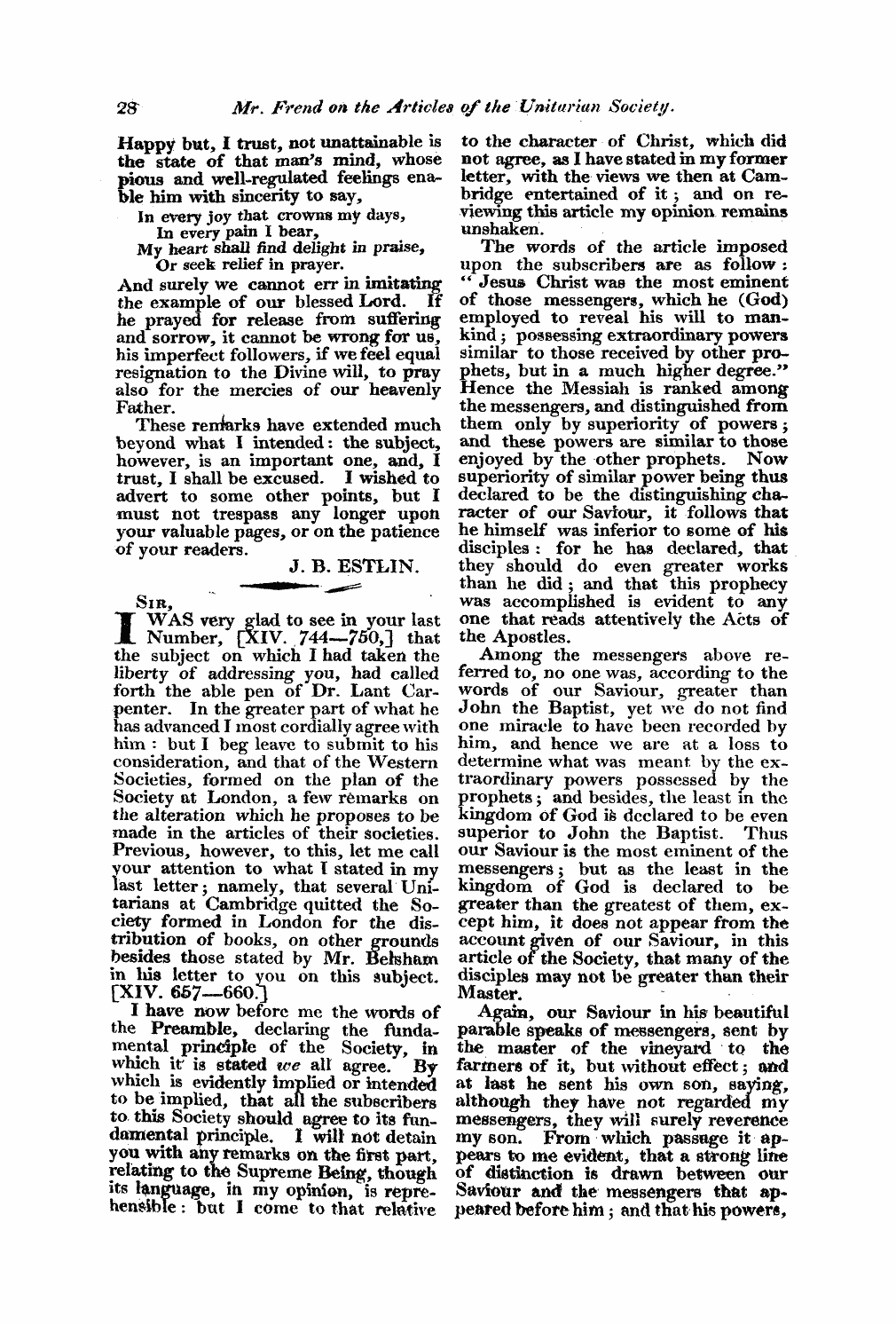 Monthly Repository (1806-1838) and Unitarian Chronicle (1832-1833): F Y, 1st edition - Untitled Article