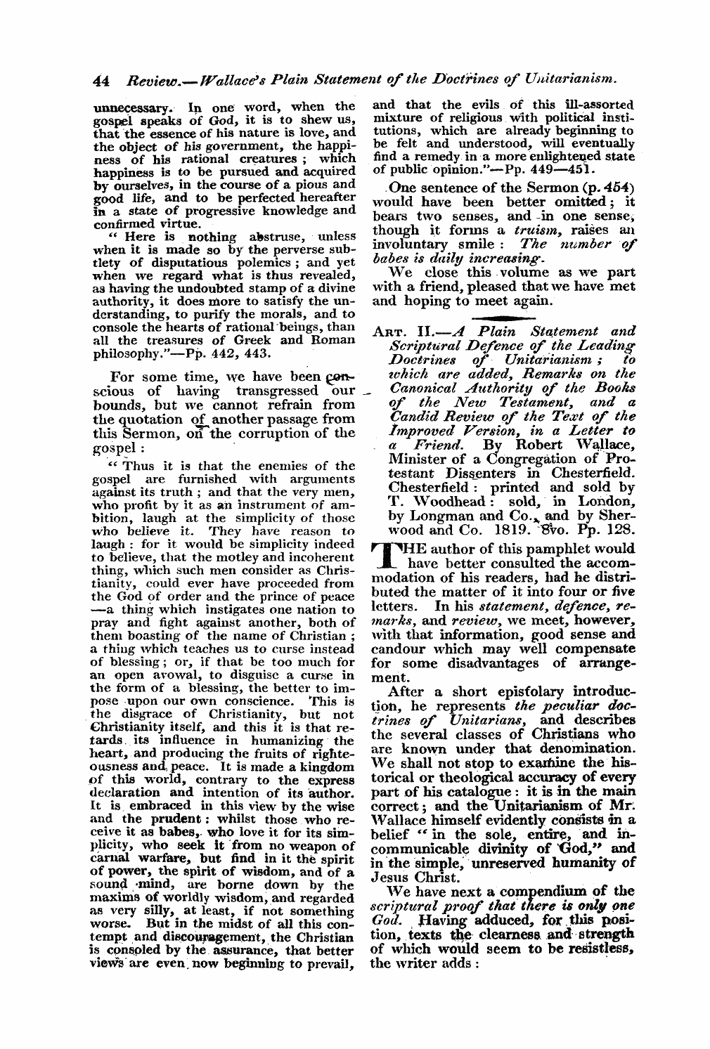 Monthly Repository (1806-1838) and Unitarian Chronicle (1832-1833): F Y, 1st edition - Untitled Article