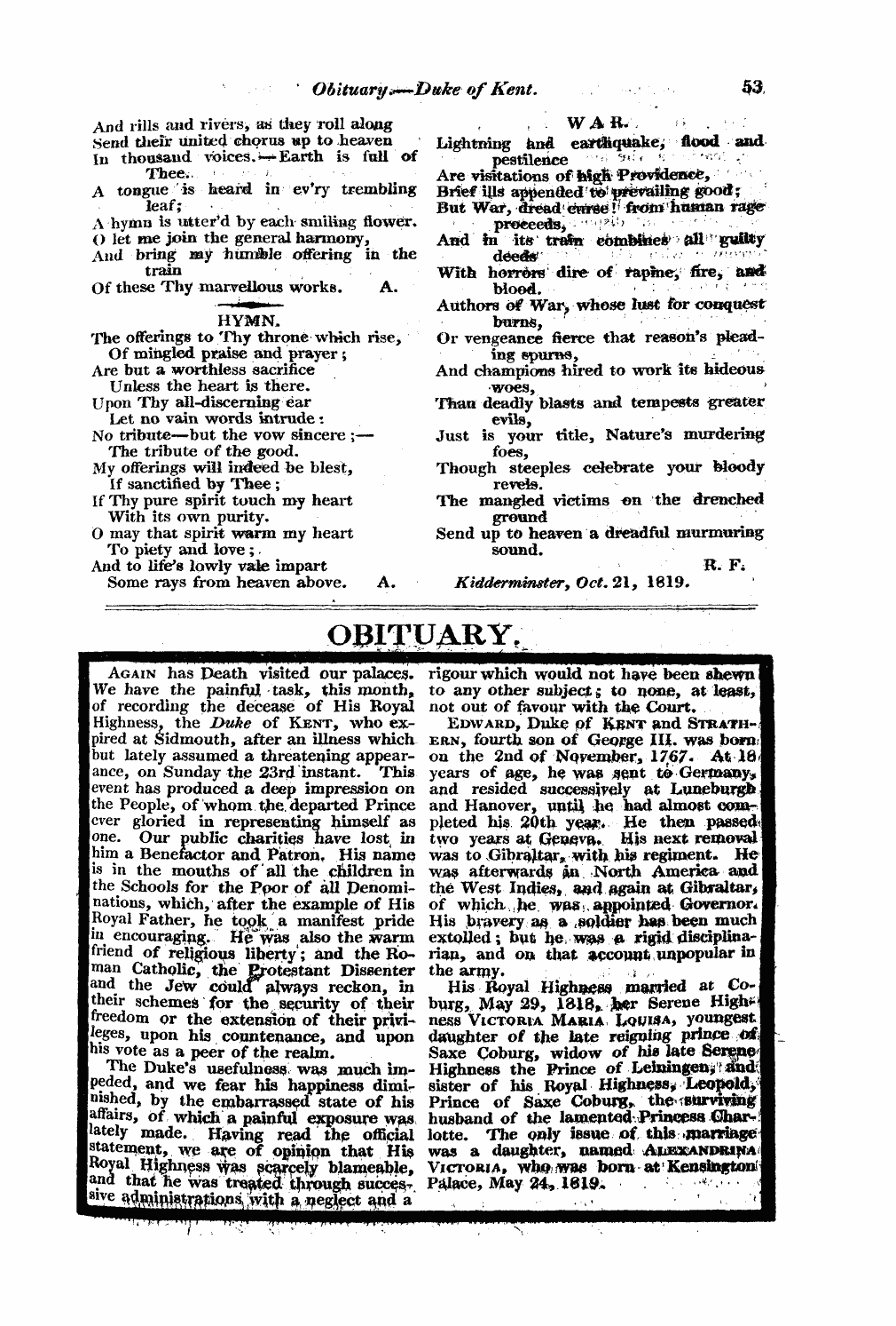 Monthly Repository (1806-1838) and Unitarian Chronicle (1832-1833): F Y, 1st edition - Untitled Article