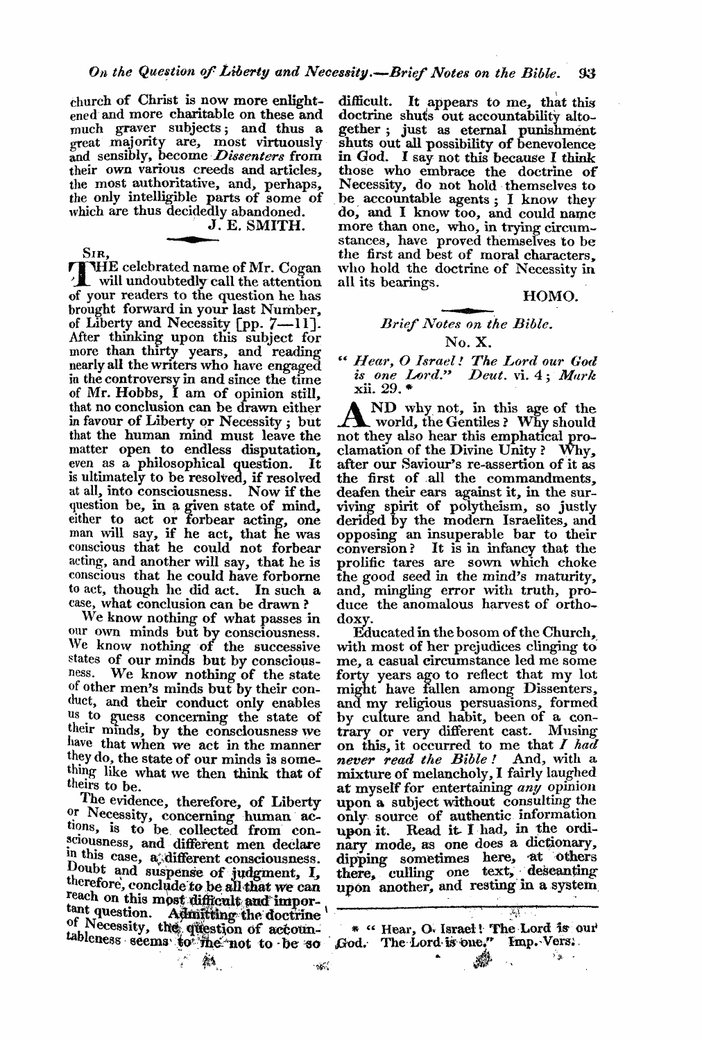 Monthly Repository (1806-1838) and Unitarian Chronicle (1832-1833): F Y, 1st edition - Untitled Article