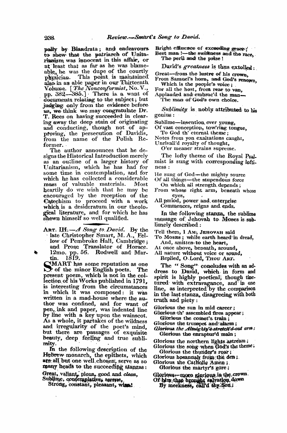 Monthly Repository (1806-1838) and Unitarian Chronicle (1832-1833): F Y, 1st edition - Untitled Article