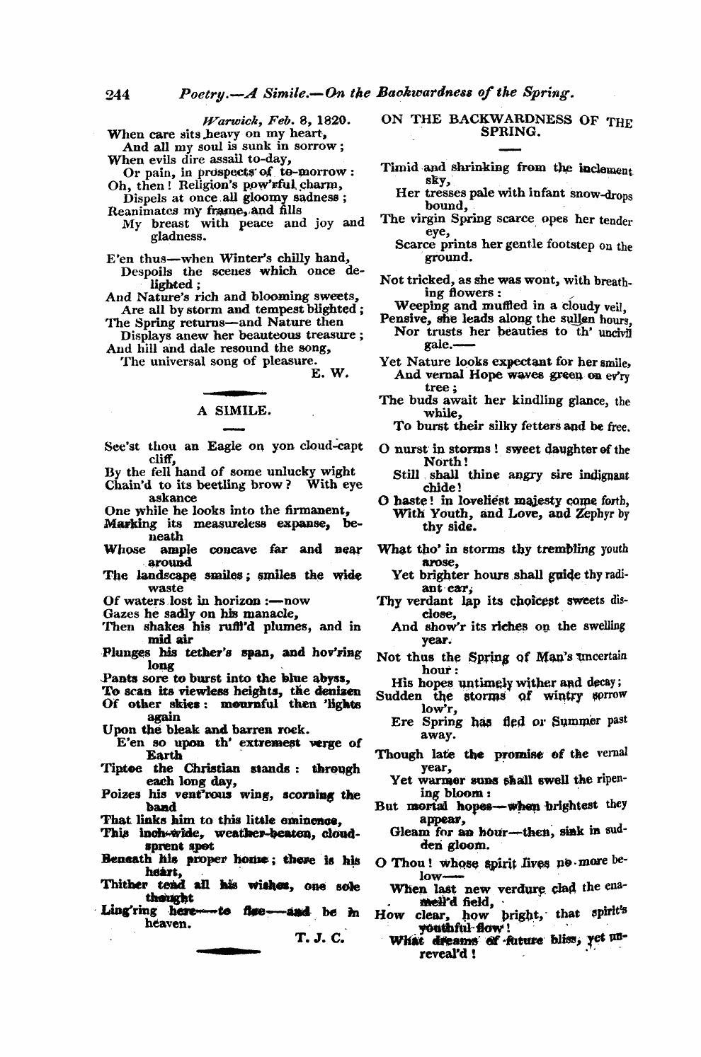 Monthly Repository (1806-1838) and Unitarian Chronicle (1832-1833): F Y, 1st edition - Untitled Article