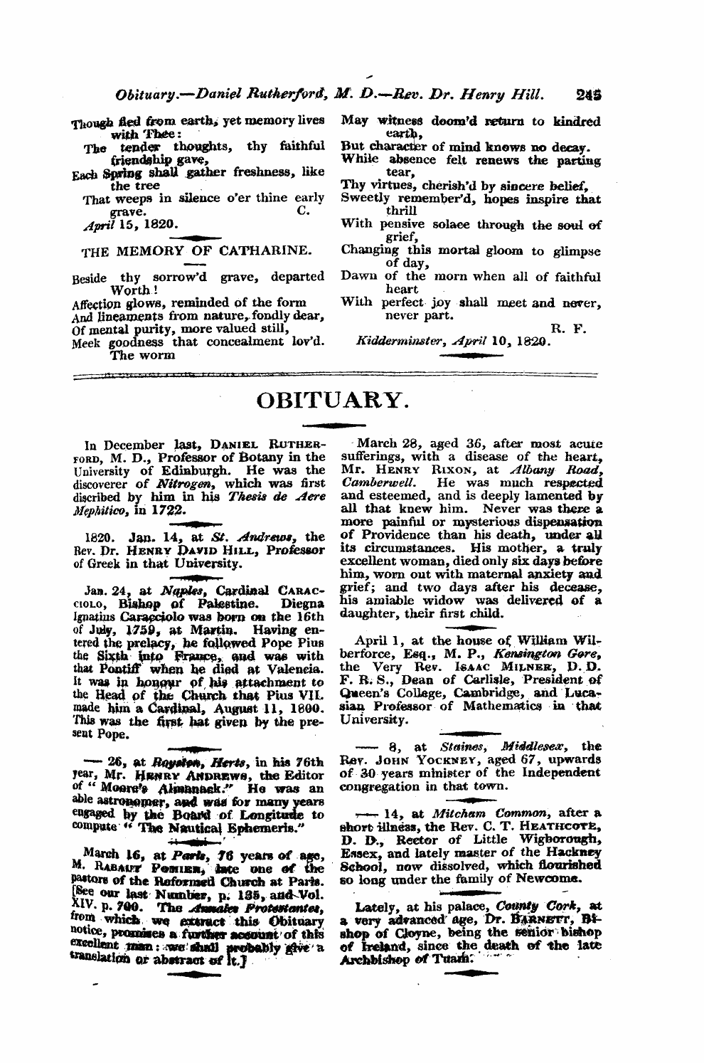 Monthly Repository (1806-1838) and Unitarian Chronicle (1832-1833): F Y, 1st edition - Untitled Article