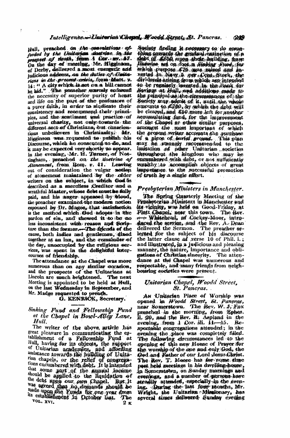 Monthly Repository (1806-1838) and Unitarian Chronicle (1832-1833): F Y, 1st edition - Untitled Article