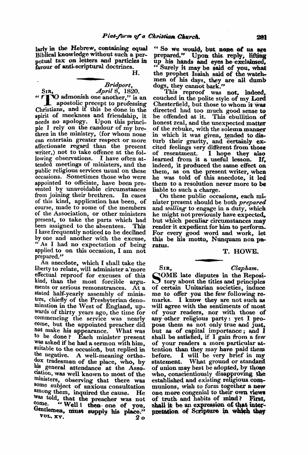 Monthly Repository (1806-1838) and Unitarian Chronicle (1832-1833): F Y, 1st edition - Untitled Article