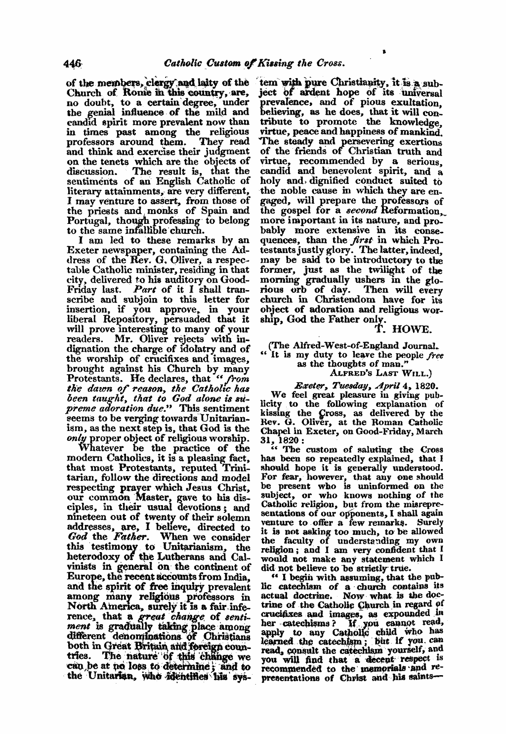 Monthly Repository (1806-1838) and Unitarian Chronicle (1832-1833): F Y, 1st edition - Untitled Article