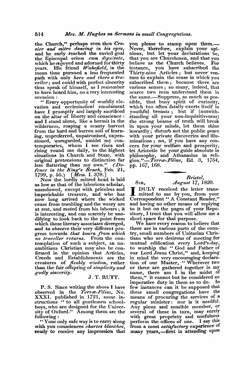 Monthly Repository (1806-1838) and Unitarian Chronicle (1832-1833): F Y, 1st edition - Untitled Article