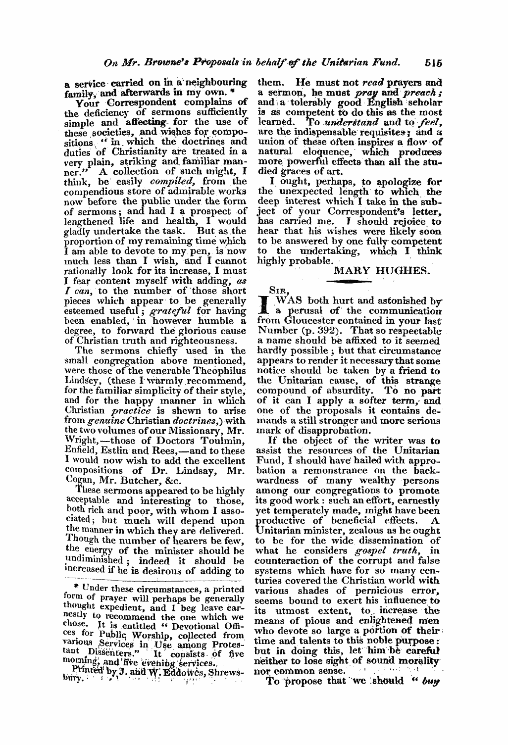 Monthly Repository (1806-1838) and Unitarian Chronicle (1832-1833): F Y, 1st edition - Untitled Article