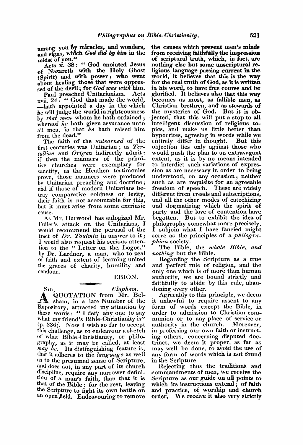 Monthly Repository (1806-1838) and Unitarian Chronicle (1832-1833): F Y, 1st edition - Untitled Article