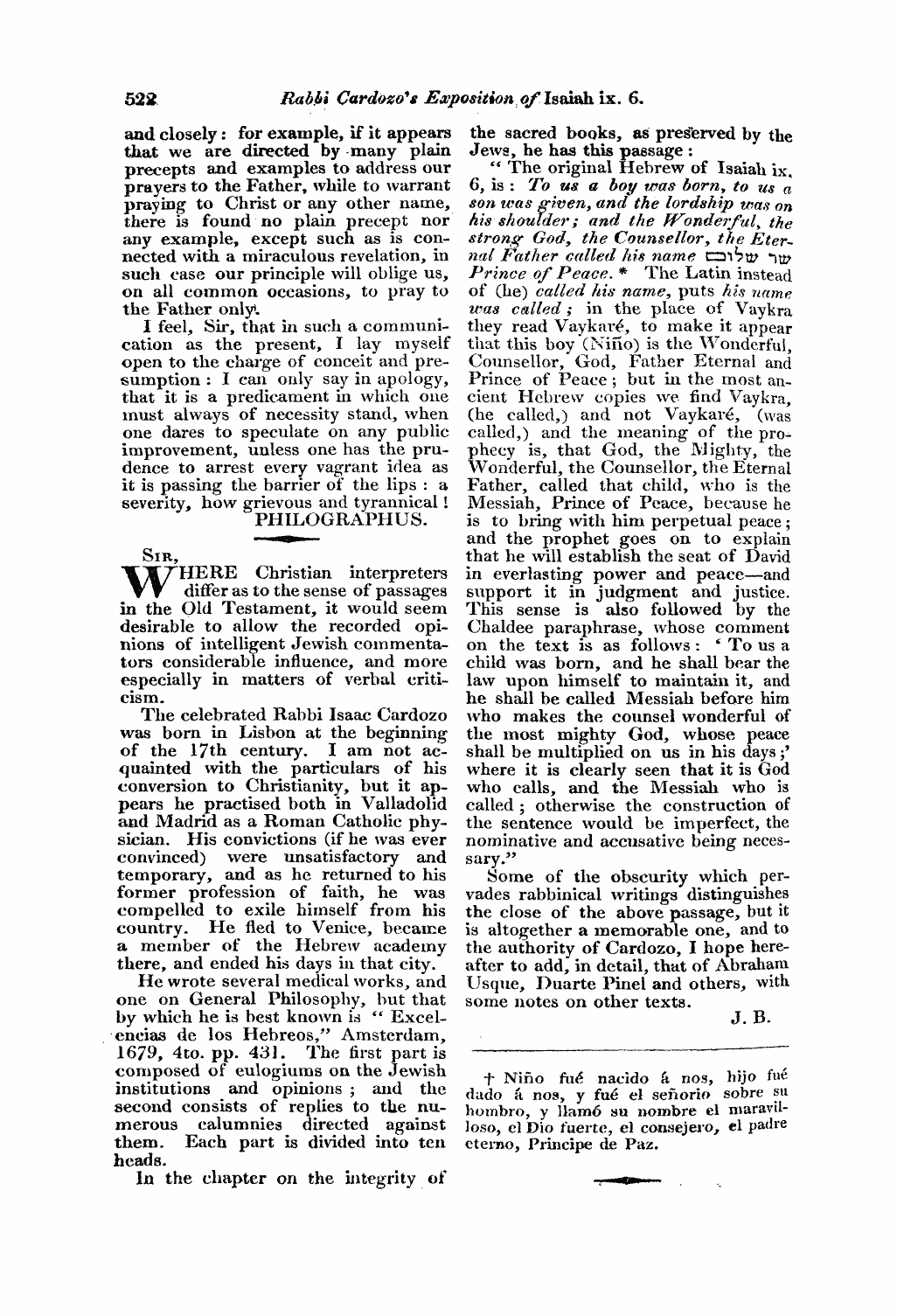 Monthly Repository (1806-1838) and Unitarian Chronicle (1832-1833): F Y, 1st edition - Untitled Article