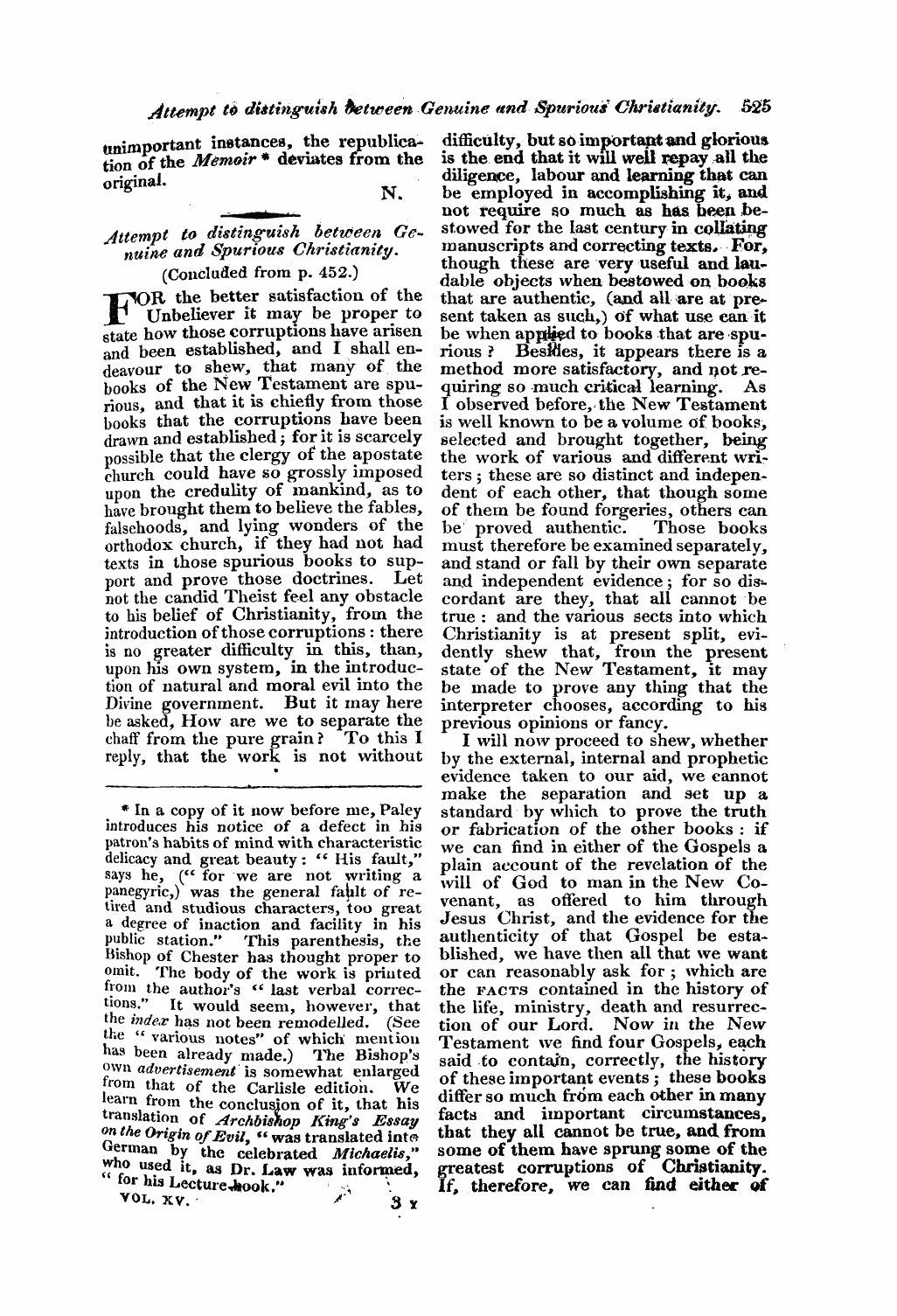 Monthly Repository (1806-1838) and Unitarian Chronicle (1832-1833): F Y, 1st edition - Untitled Article