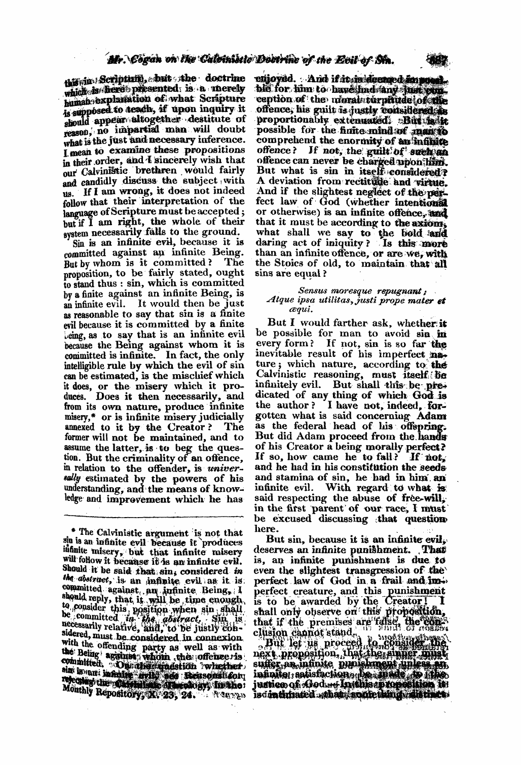 Monthly Repository (1806-1838) and Unitarian Chronicle (1832-1833): F Y, 1st edition - Untitled Article