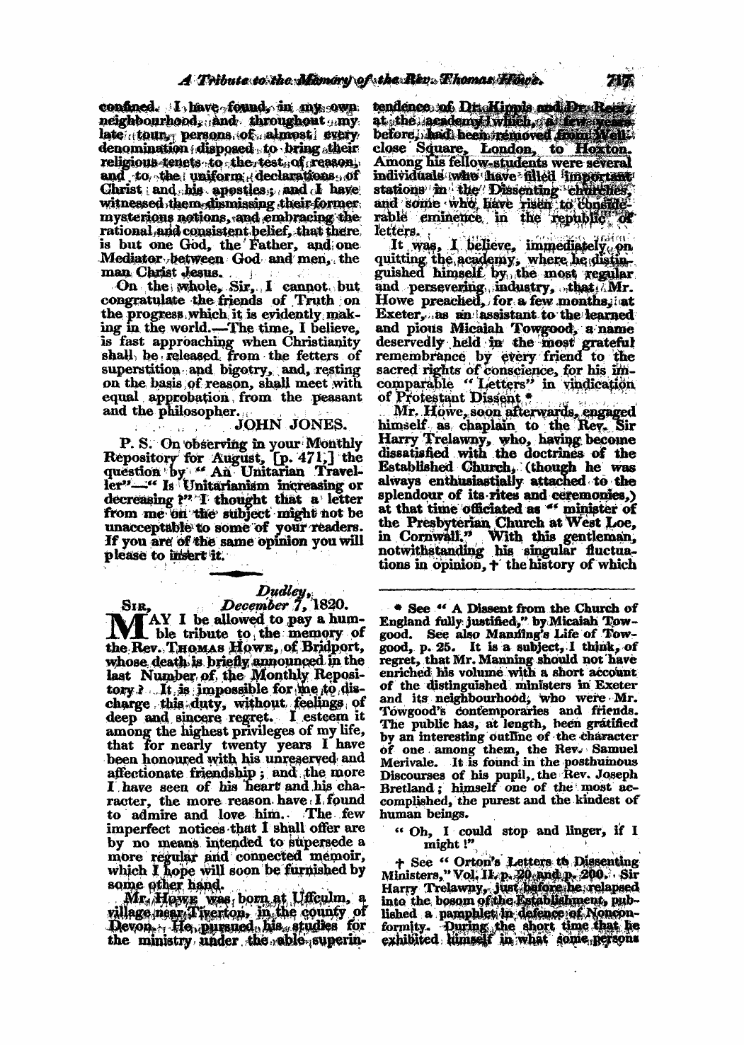 Monthly Repository (1806-1838) and Unitarian Chronicle (1832-1833): F Y, 1st edition: 29