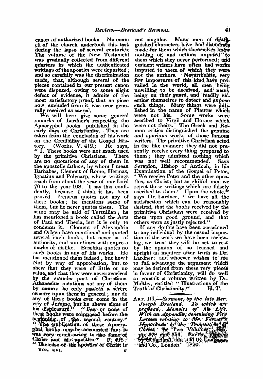 Monthly Repository (1806-1838) and Unitarian Chronicle (1832-1833): F Y, 1st edition - Untitled Article