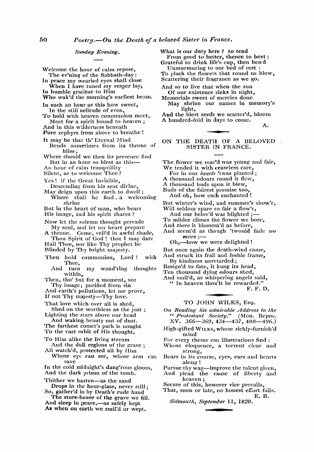 Monthly Repository (1806-1838) and Unitarian Chronicle (1832-1833): F Y, 1st edition - Untitled Article