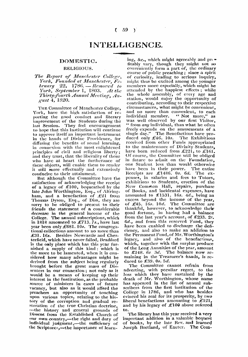 Monthly Repository (1806-1838) and Unitarian Chronicle (1832-1833): F Y, 1st edition: 59