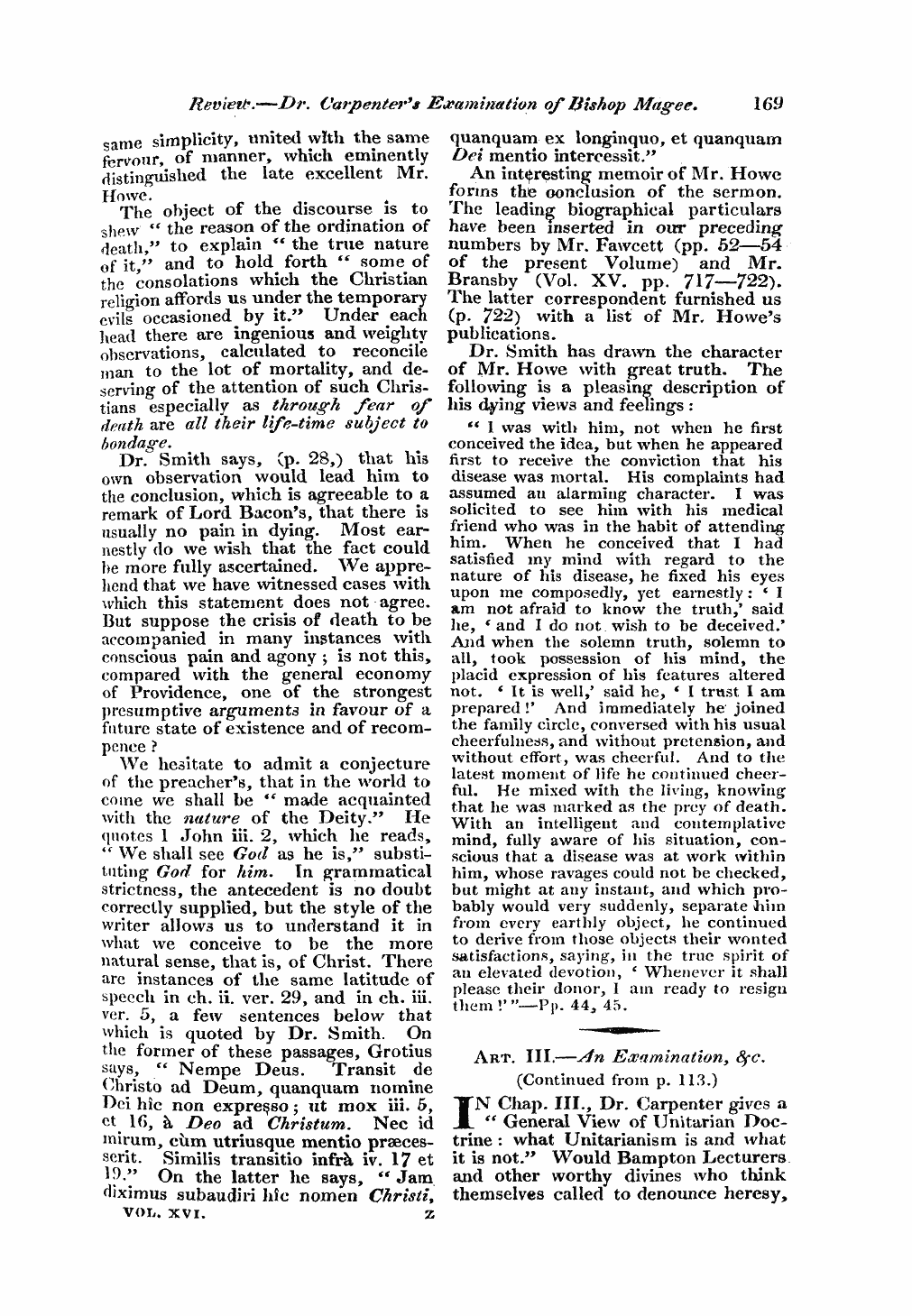 Monthly Repository (1806-1838) and Unitarian Chronicle (1832-1833): F Y, 1st edition - Untitled Article