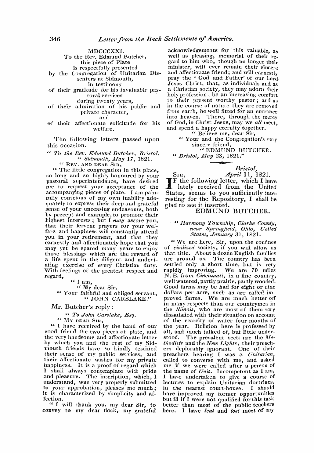 Monthly Repository (1806-1838) and Unitarian Chronicle (1832-1833): F Y, 1st edition: 22