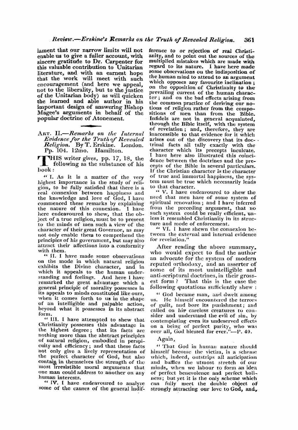 Monthly Repository (1806-1838) and Unitarian Chronicle (1832-1833): F Y, 1st edition - Untitled Article