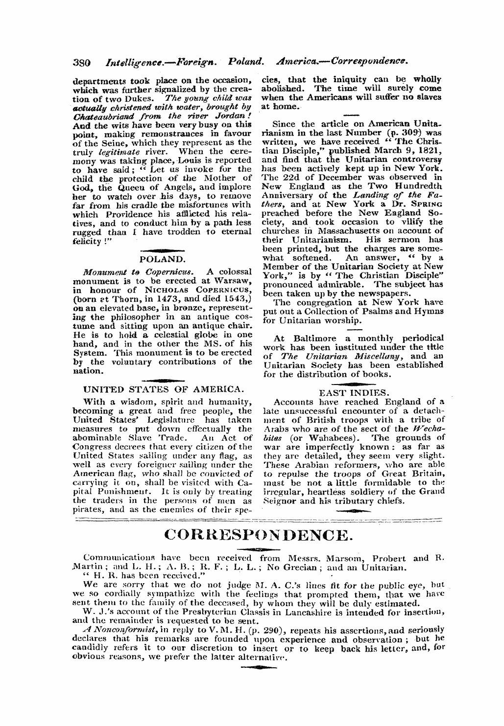 Monthly Repository (1806-1838) and Unitarian Chronicle (1832-1833): F Y, 1st edition - Correspondence.