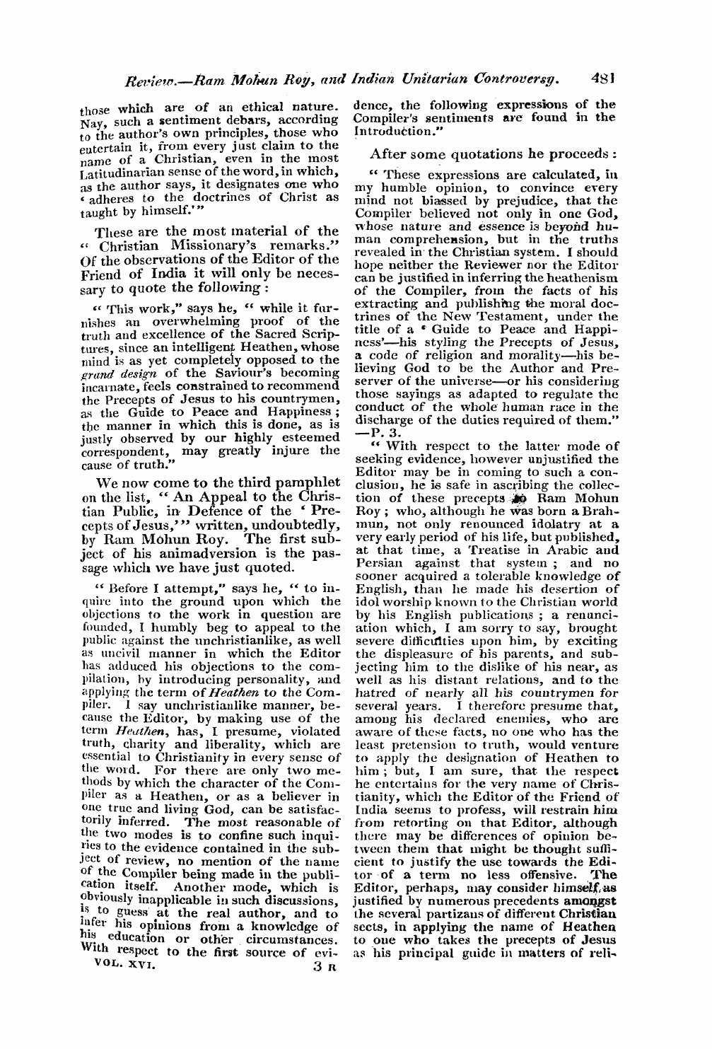 Monthly Repository (1806-1838) and Unitarian Chronicle (1832-1833): F Y, 1st edition - Untitled Article