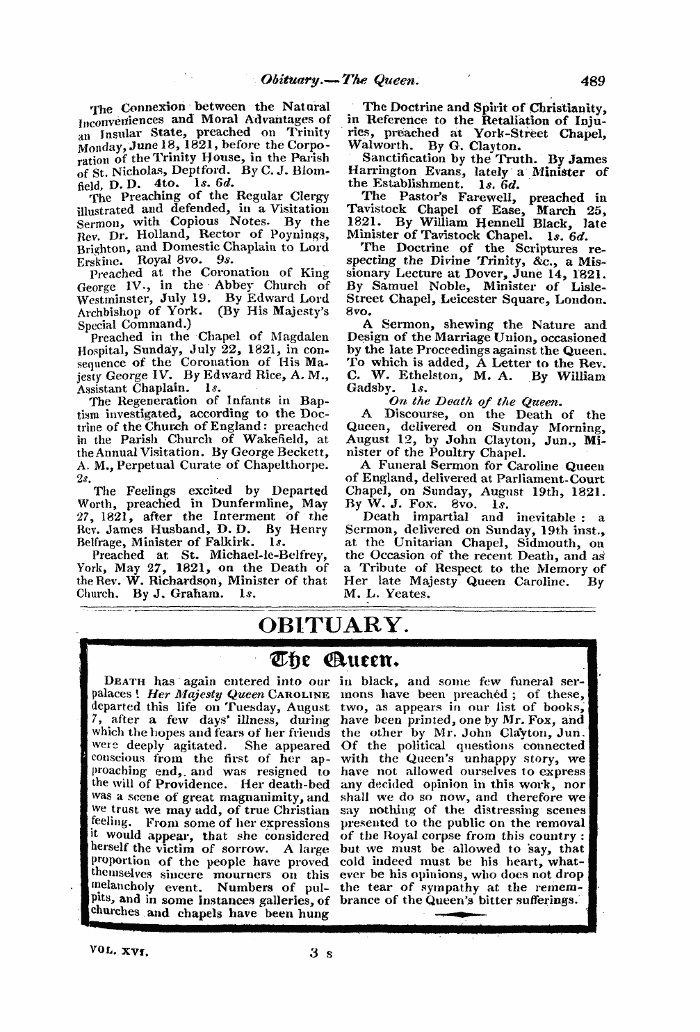 Monthly Repository (1806-1838) and Unitarian Chronicle (1832-1833): F Y, 1st edition - ¦¦¦¦¦¦¦¦ Obituary.