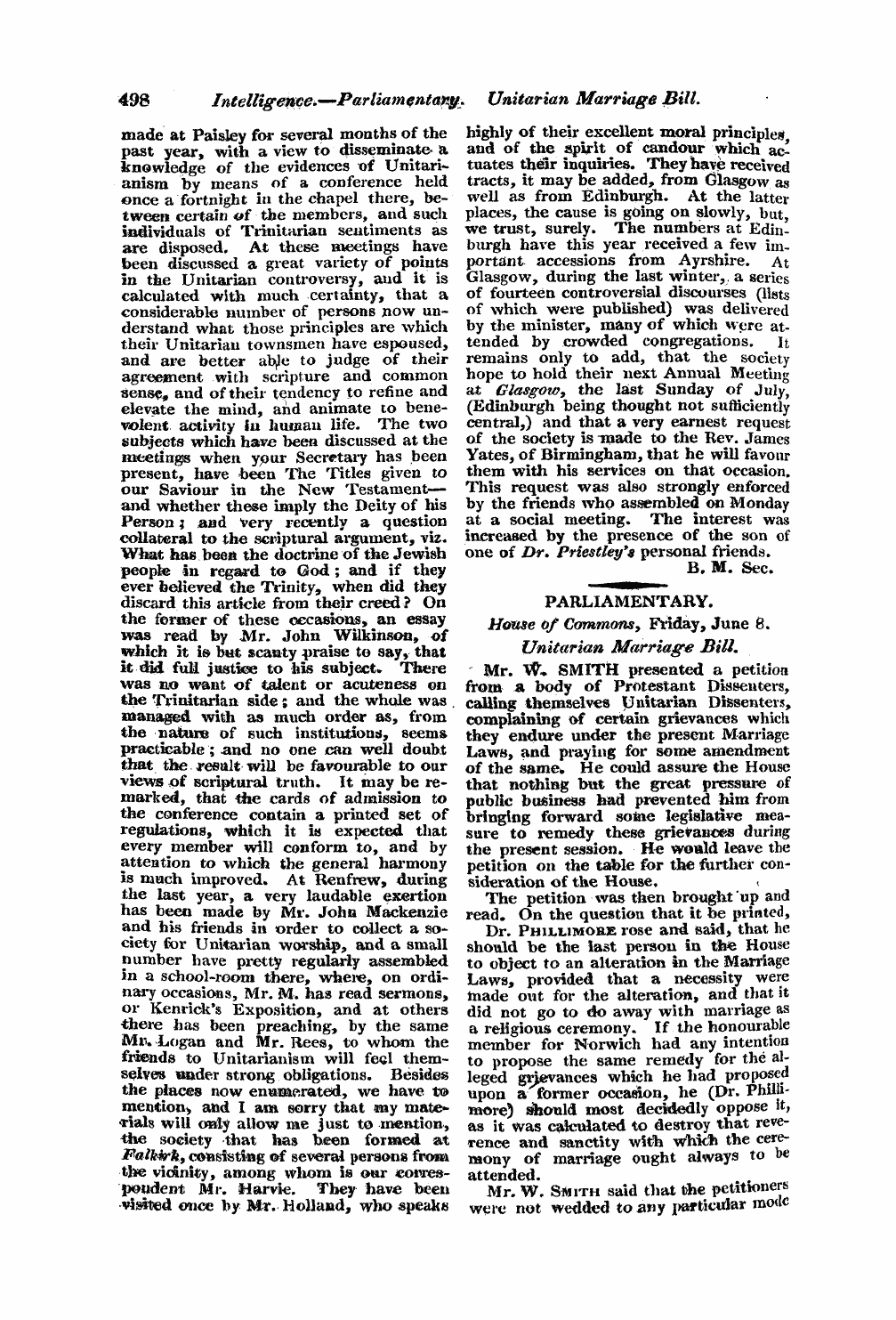 Monthly Repository (1806-1838) and Unitarian Chronicle (1832-1833): F Y, 1st edition - Untitled Article