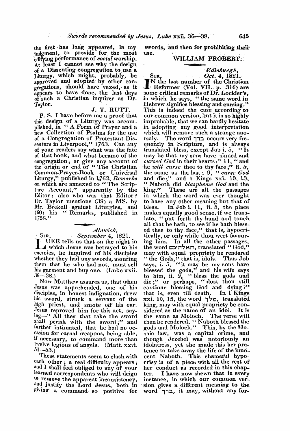 Monthly Repository (1806-1838) and Unitarian Chronicle (1832-1833): F Y, 1st edition - Untitled Article