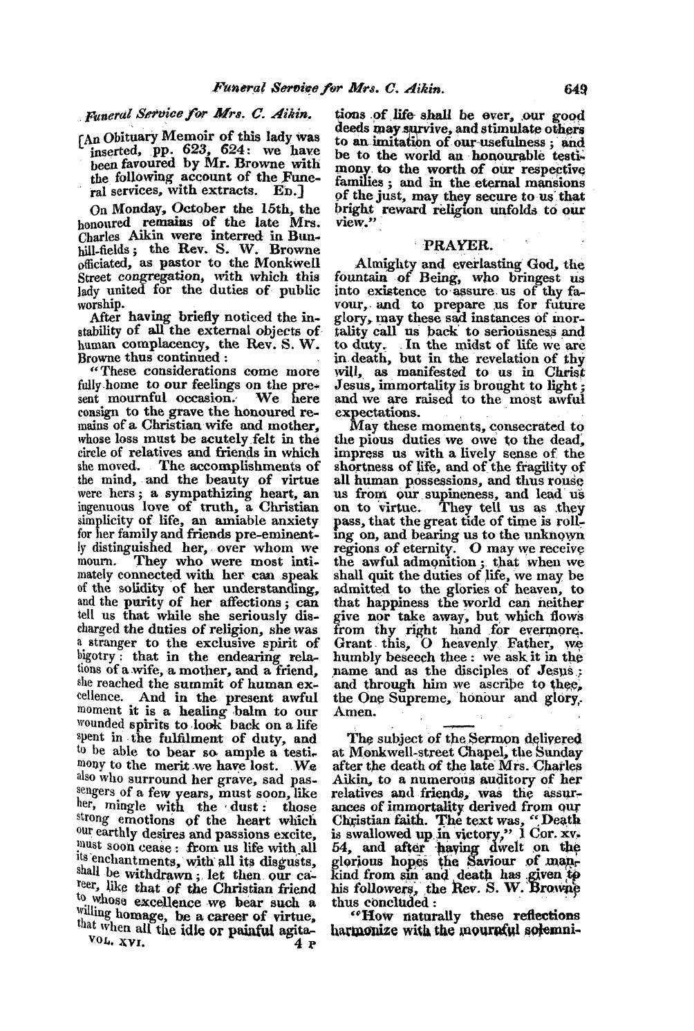 Monthly Repository (1806-1838) and Unitarian Chronicle (1832-1833): F Y, 1st edition - Untitled Article