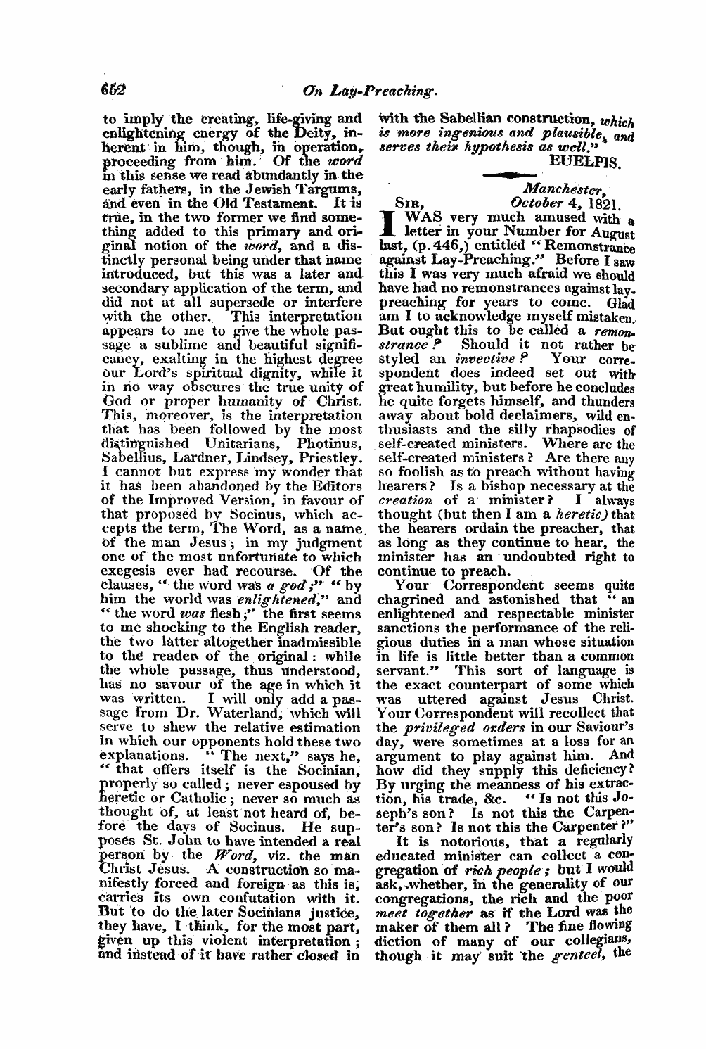 Monthly Repository (1806-1838) and Unitarian Chronicle (1832-1833): F Y, 1st edition - Untitled Article