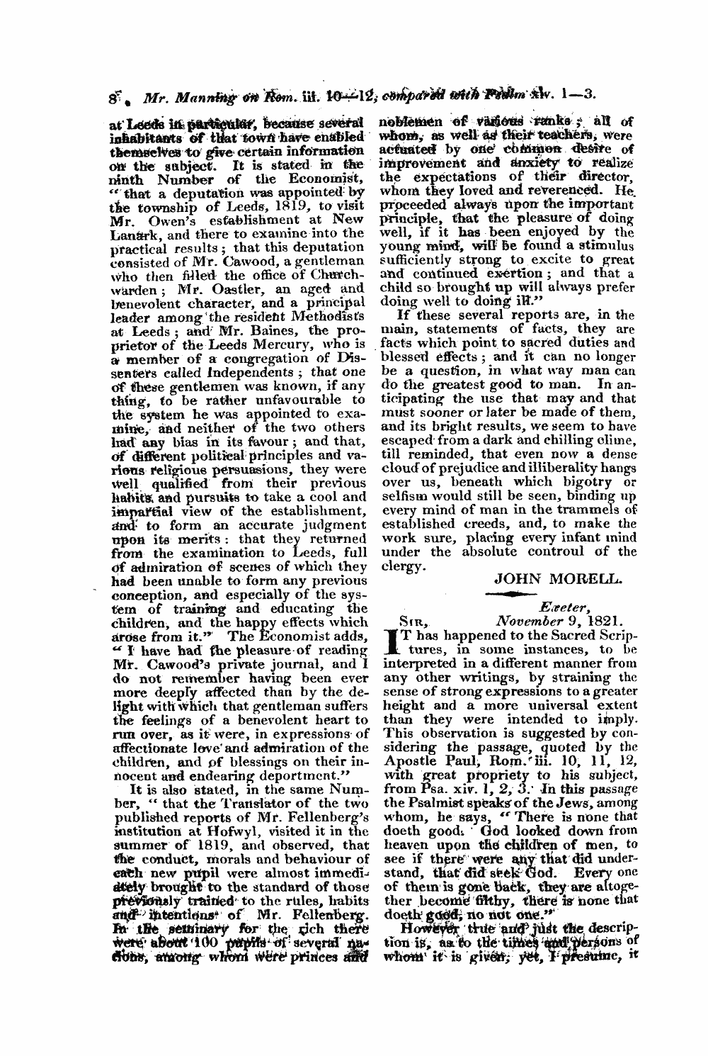 Monthly Repository (1806-1838) and Unitarian Chronicle (1832-1833): F Y, 1st edition - Untitled Article