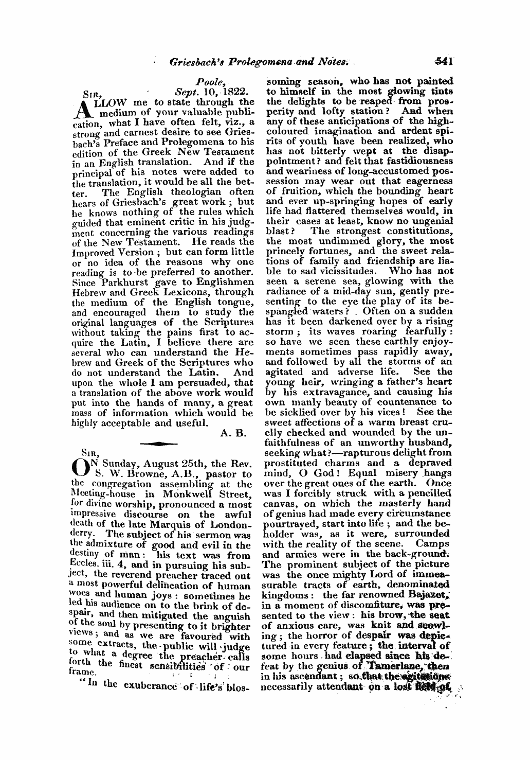 Monthly Repository (1806-1838) and Unitarian Chronicle (1832-1833): F Y, 1st edition - Untitled Article