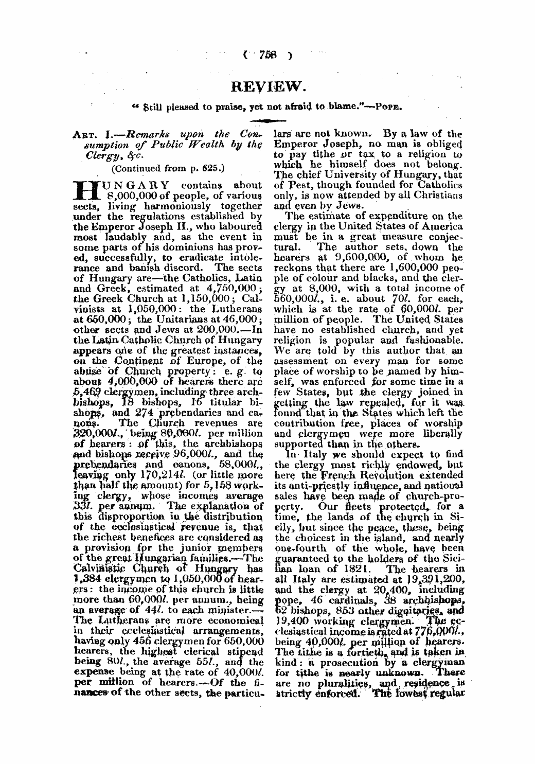 Monthly Repository (1806-1838) and Unitarian Chronicle (1832-1833): F Y, 1st edition - Review. € * Gtill Pleased To Praise, Yet Not Afraid To Blame/'-^Pope.