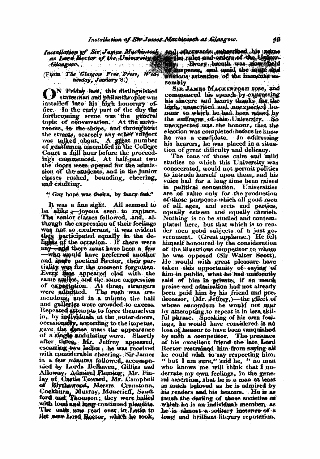 Monthly Repository (1806-1838) and Unitarian Chronicle (1832-1833): F Y, 1st edition: 43