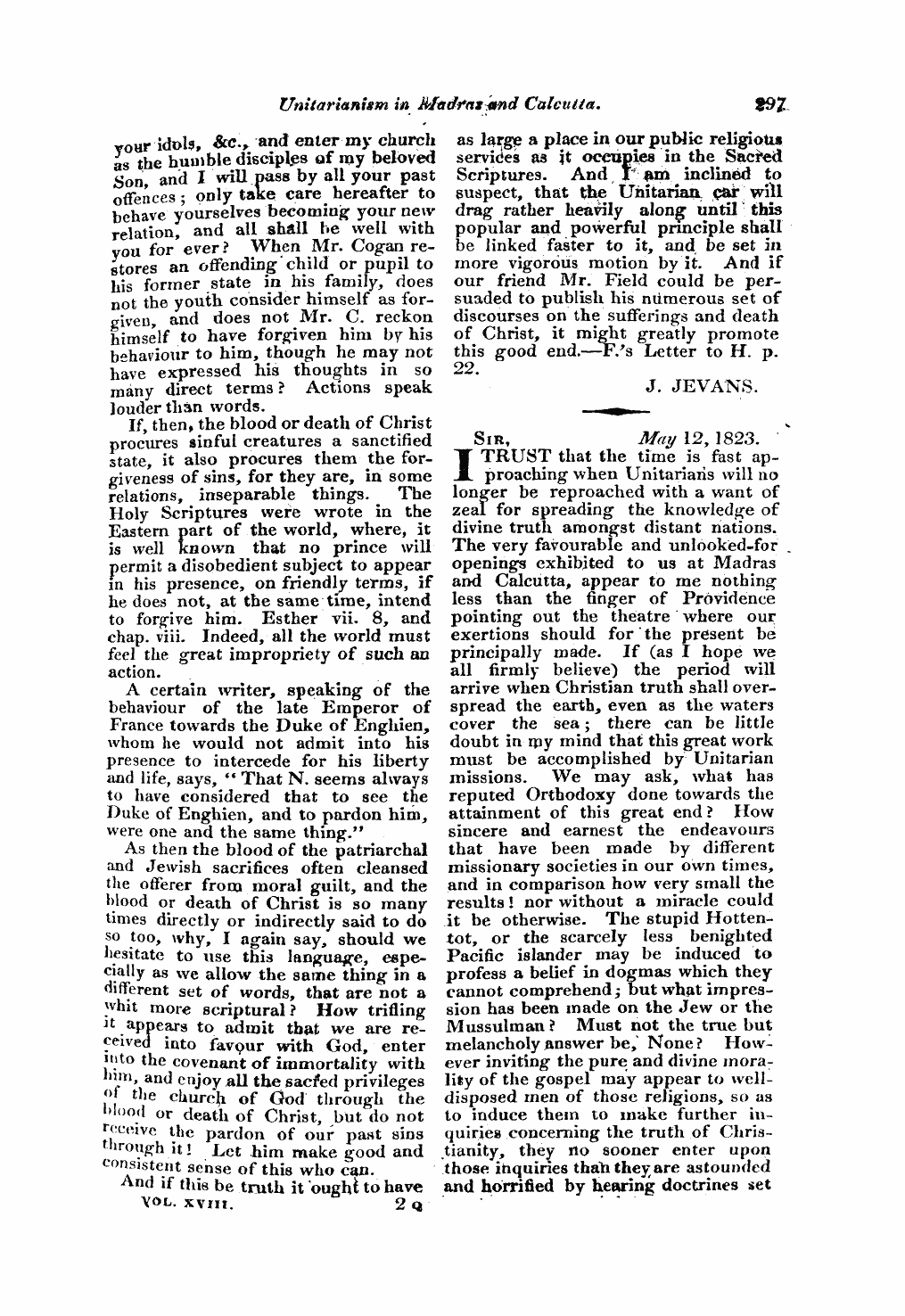 Monthly Repository (1806-1838) and Unitarian Chronicle (1832-1833): F Y, 1st edition - Untitled Article