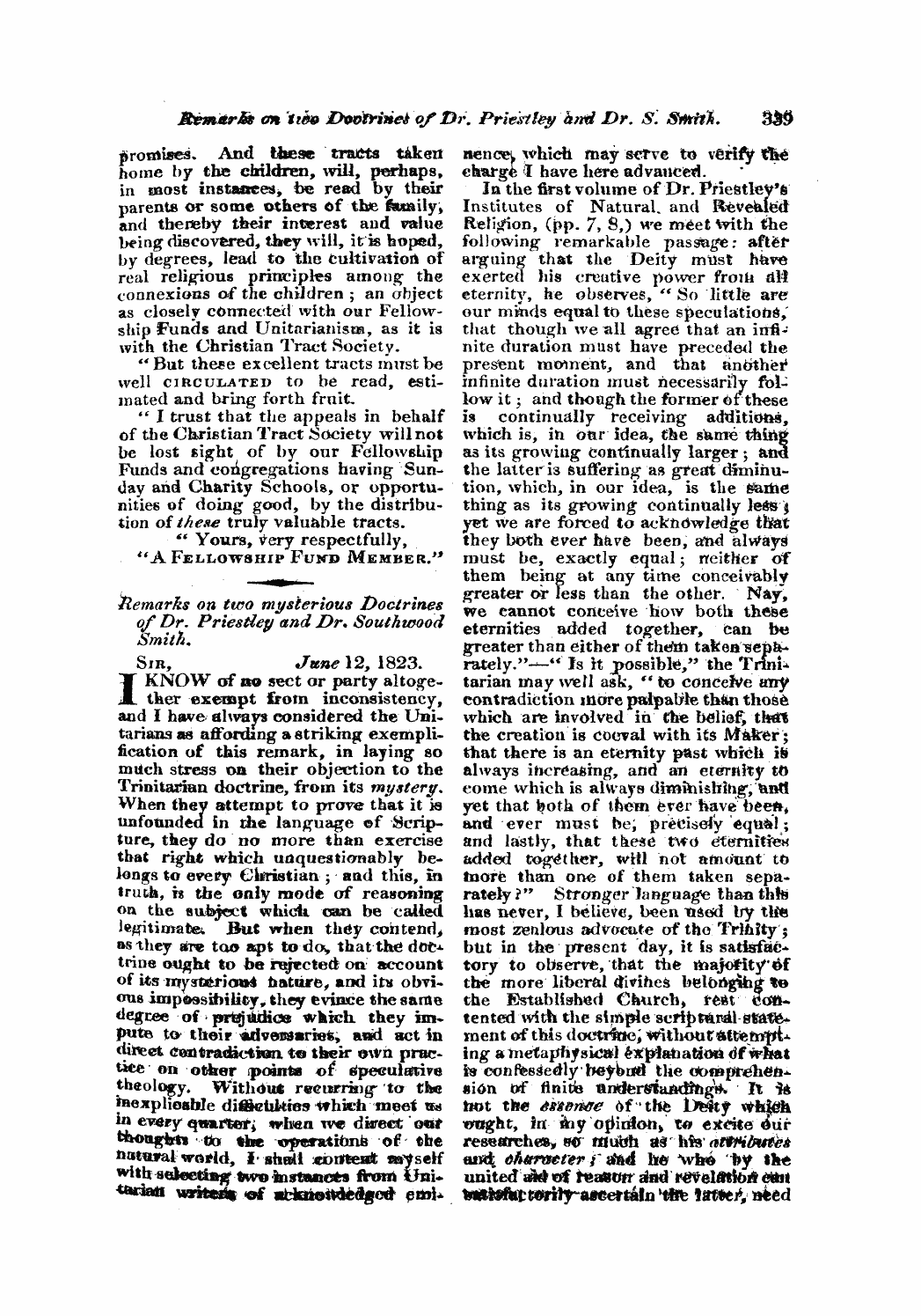 Monthly Repository (1806-1838) and Unitarian Chronicle (1832-1833): F Y, 1st edition - Untitled Article