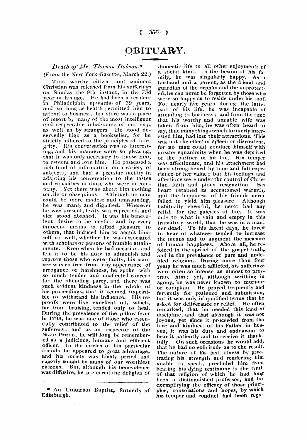 Monthly Repository (1806-1838) and Unitarian Chronicle (1832-1833): F Y, 1st edition - Qbituary.