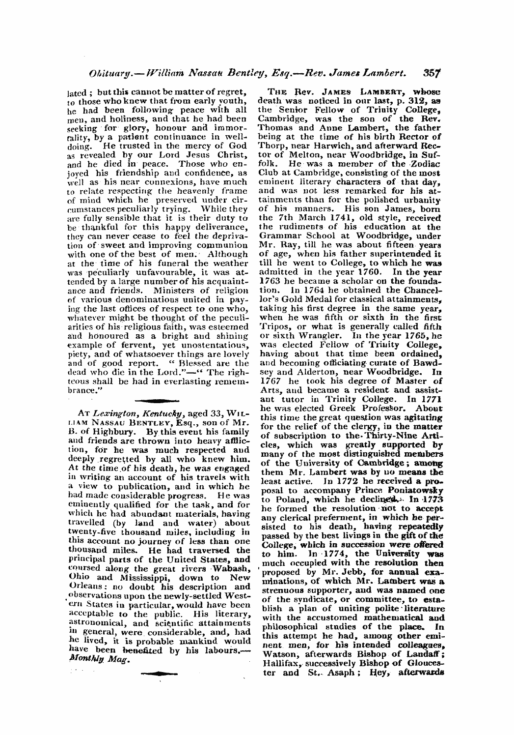 Monthly Repository (1806-1838) and Unitarian Chronicle (1832-1833): F Y, 1st edition - Untitled Article