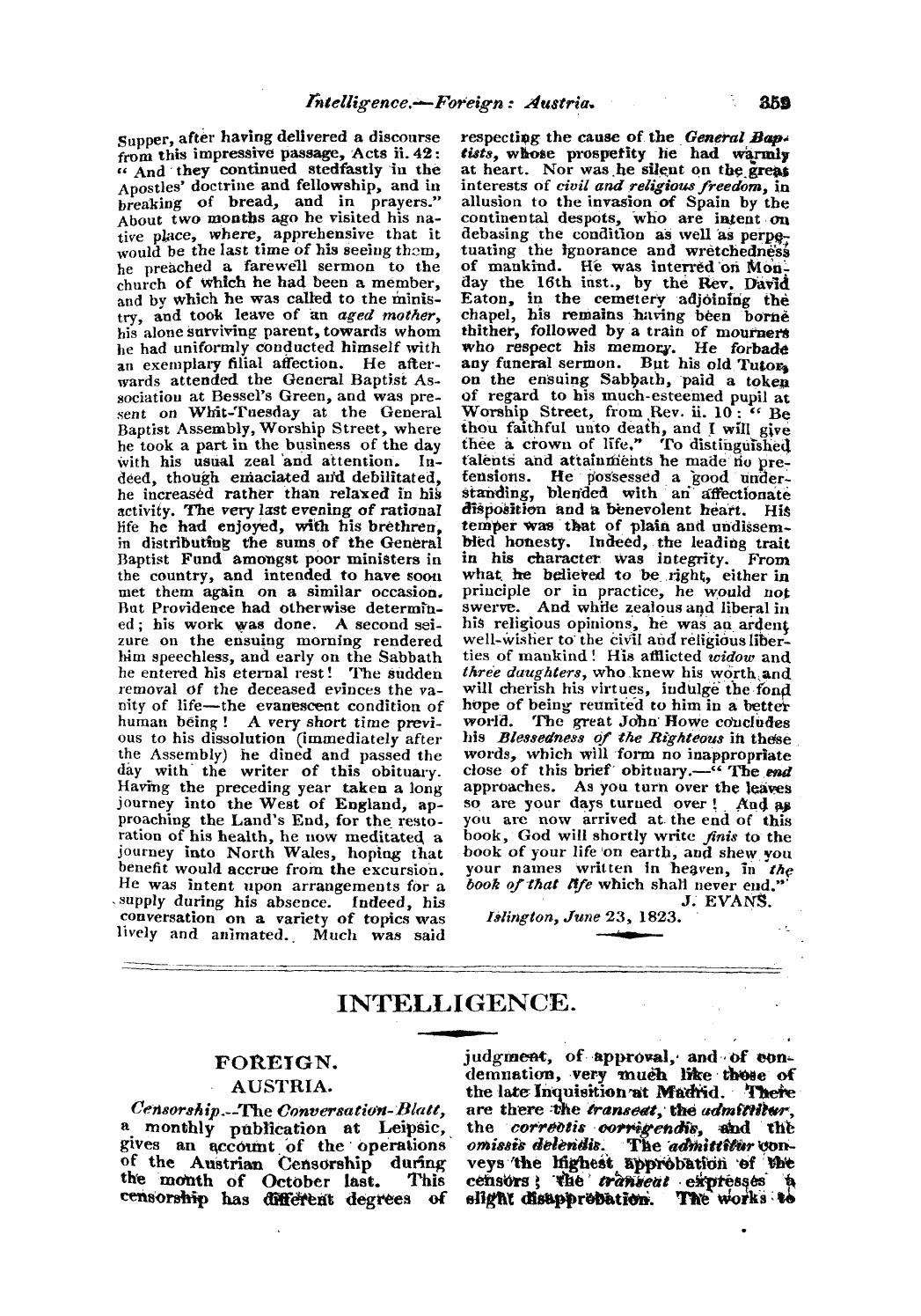 Monthly Repository (1806-1838) and Unitarian Chronicle (1832-1833): F Y, 1st edition - Untitled Article