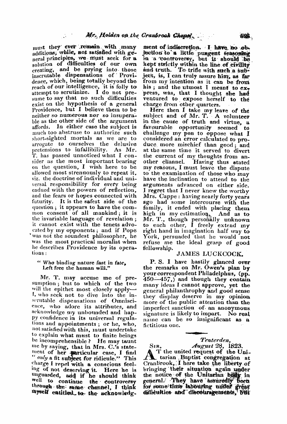 Monthly Repository (1806-1838) and Unitarian Chronicle (1832-1833): F Y, 1st edition - Untitled Article